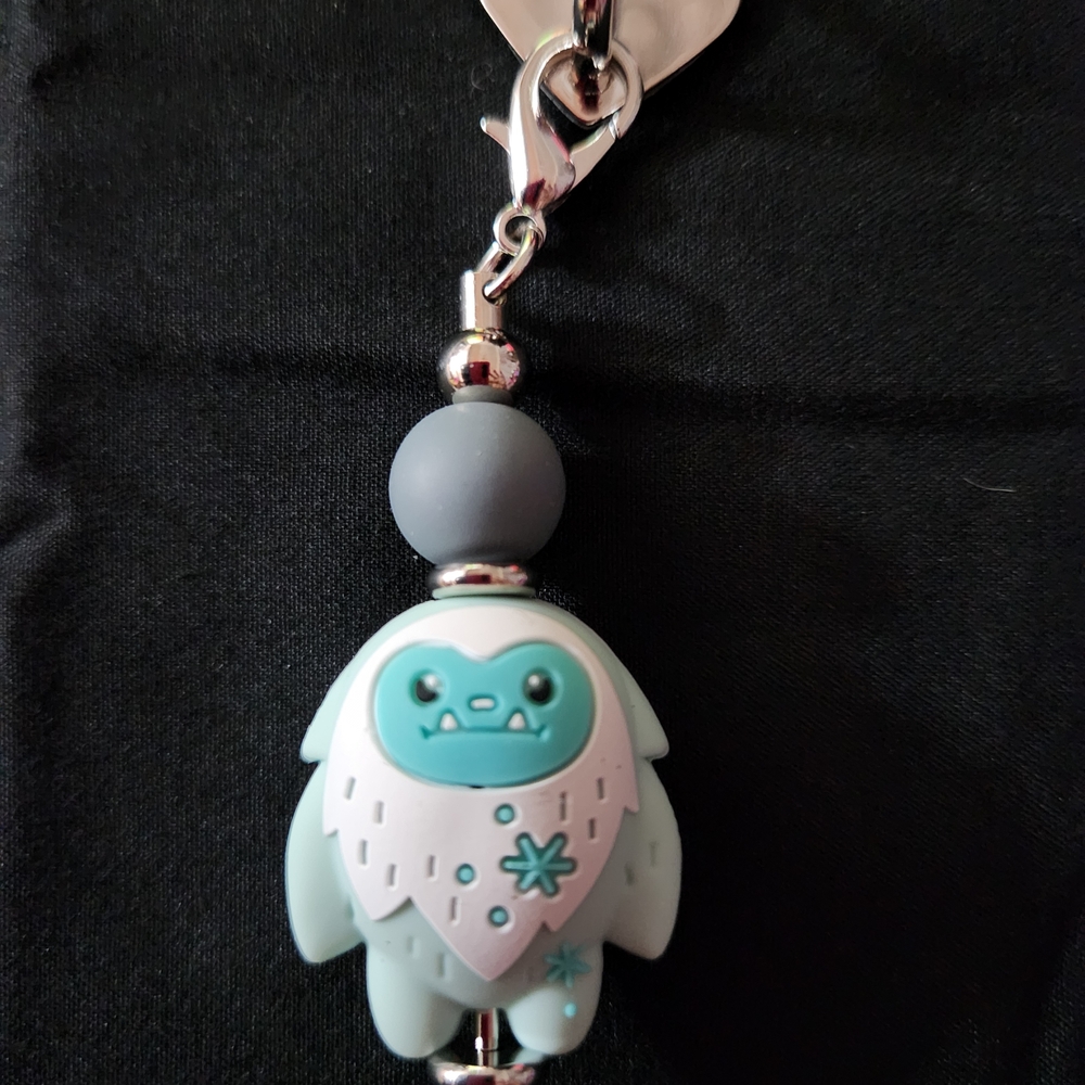 Cute Yeti Tumbler Charm with Gray and Blue Accents